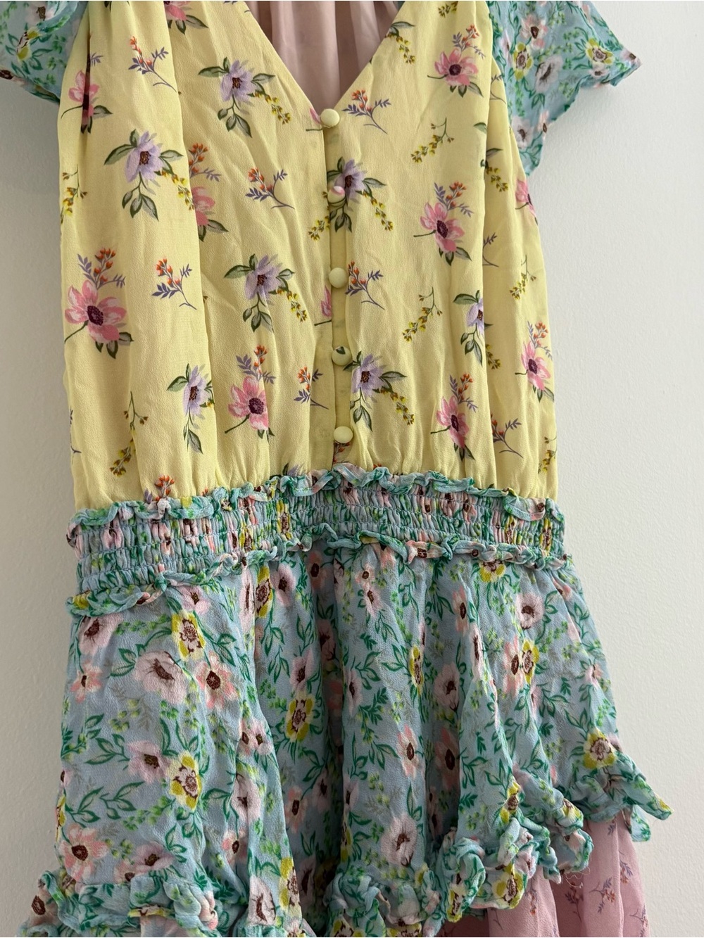 YUMI KIM Milly Flutter Sleeve Mini Dress in Willow Garden Mixed Print Sz Small - Picture 6 of 13
